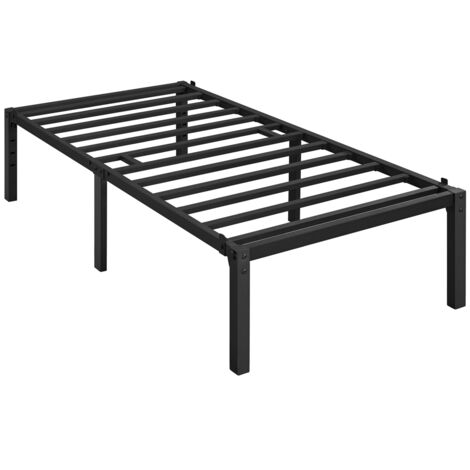 Homevive Marco de Cama de Plataforma de Metal con Soporte de Listones de Metal Robusto Diseño Antideslizante No Necesita Somier 90 × 190 cm Negro