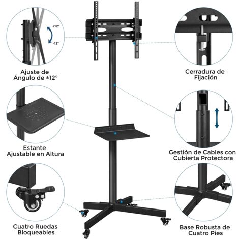 Soporte TV Giratorio CTA - 23 A 43 Pulgadas | Base Vidrio Antideslizante