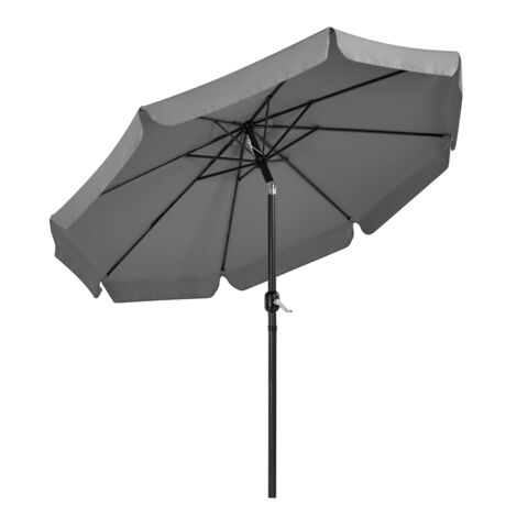 Homevive Sombrilla de Jardín Playa 267,5x240 cm con 8 Costillas Función de Inclinación y Manivela Gris