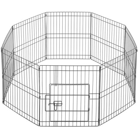 Homevive 8pcs Vallas para Perros Metalicas Corral Vallas Jaulas para Animales Pequeños Parque para Mascotas Cachorros Corral Plegable 61x52cm