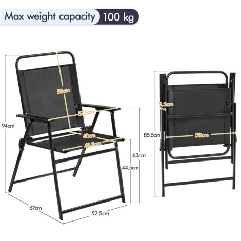 Yaheetech Sillas Plegables Exterior Con Reposabrazos – Metal Y Textilene, Carga 150 Kg, Lote De 2 (Marrón)