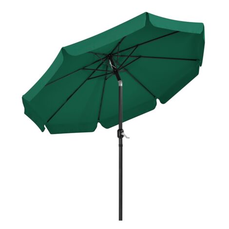 Homevive Sombrilla de Jardín Playa 267,5x240 cm con 8 Costillas Función de Inclinación y Manivela Verde Oscuro