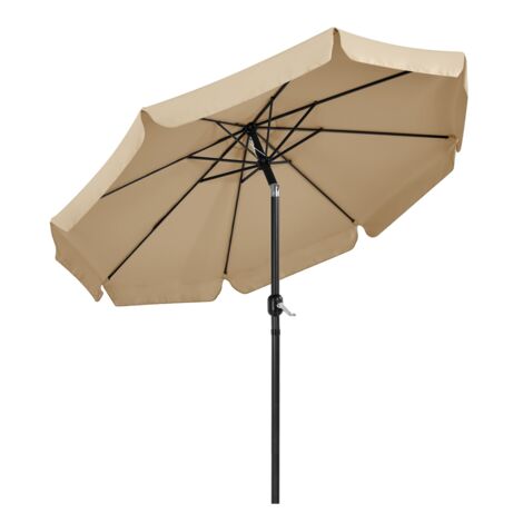 Homevive Sombrilla de Jardín Playa 267,5x240 cm con 8 Costillas Función de Inclinación y Manivela Caqui