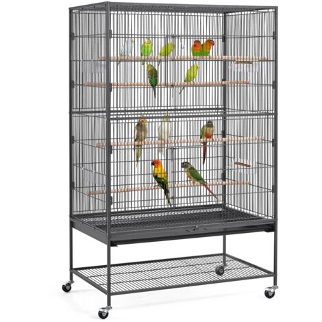 Homevive Jaula Grande para Pájaros Jaula para Loros para Mascota con Ruedas 93,5x56,5x153 cm