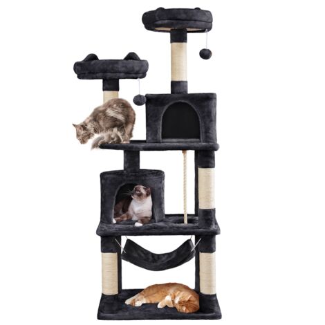Homevive Rascador para Gatos de 158 cm Grande Arbol para Gatos Adultos Torre de Gatos Casita Juego para Mascota Negro