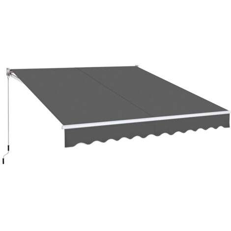 Yaheetech Toldo Articulado Retractil con Brazo de Aluminio Parasol Toldo para Balcón Ventana Puerta de Techo Plegable Resistente a los rayos UV 300 x 250 cm/ Gris Oscuro