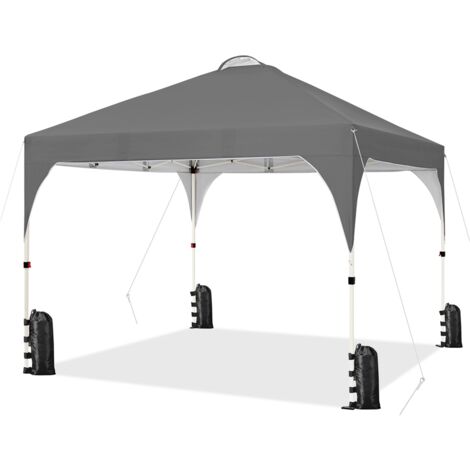 Homevive Carpa Plegable 3x3m Cenador de Jardín Impermeable para 8-10 Personas con Ventilacion y Bolsa de Transporte, Ideal para Playa y Camping Gris Oscuro