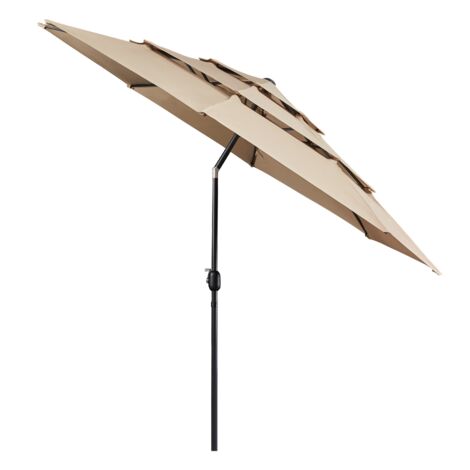 Homevive Sombrilla de Jardín Patio 324 cm de 3 Niveles para Exteriores con Doble Ventilación Sombrilla de Mercado Inclinable con Manivela para Mercado Piscina Jardín
