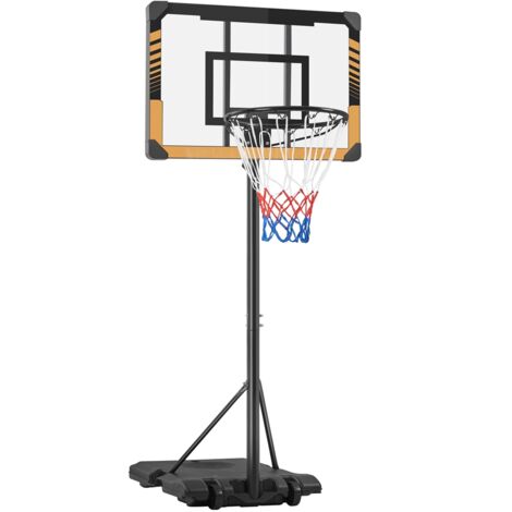 Homevive Canasta de Baloncesto para Exteriores/Interiores Tablero Portátil sobre Ruedas con Base de lastre para Niños y Adultos Altura Ajustable 226,5-256,5 cm