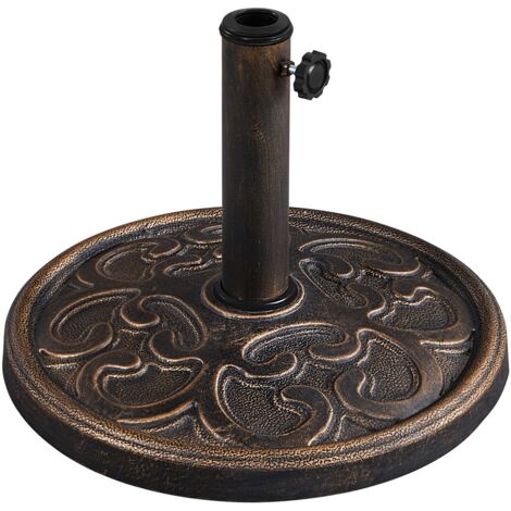 Homevive Base para sombrilla de Jardín Soporte Parasol Cemento Peso Neto 10 kg para Poste de Sombrilla 3,8/4,8CM Bronce