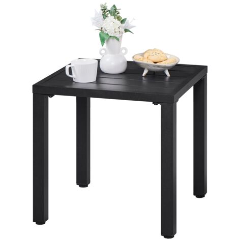 Homevive Mesa de Comedor Jardín Auxiliar Exterior Cuadrada Metal Mesa de Café Resistente Mesa Auxiliar Outdoor 45X45X45,5 cm para Terraza Patio Balcón Color Negro