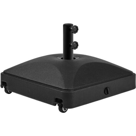 Homevive Base de Sombrilla Rellenable de Agua/Arena 37kg con Ruedas Bloqueables para Mástiles de 38/48mm, Soporte de Parasol Resina para Jardín/Terraza/Patio, Color Negro