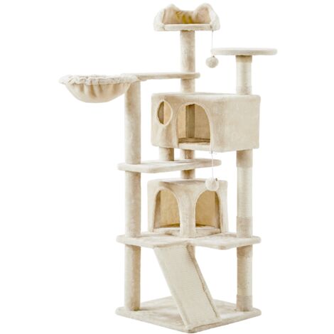 Homevive Rascador para Gatos Árbol para Gatos Medinos Castillo Juego de Gato Gatitos Mascotas, con Alfombra Rascadora Beige