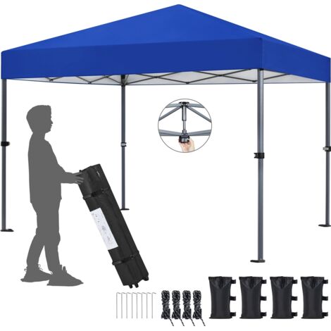 Homevive Cenador Plegable para Exterior 3x3M Cenador Plegable Pérgola Cuadrada con Diseño Pop-Up Resistente al Agua Altura Ajustable para Camp Playa Jardín Terraza Azul (1/5)