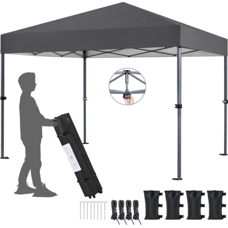 Homevive Carpa Plegable 3x3m Cenador Plegable para Exterior Pérgola Cuadrada con Diseño Pop-Up Carpa Playa para Camping Patio con Bolsa de Transporte con Ruedas Gris (1/5)