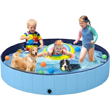 Homevive Piscina para Perros y Gatos PVC Plegable Bañera para Mascota Animales Grandes en Interiores y Exteriores XXL:160 x 30cm/Azul