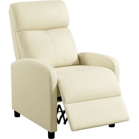 Yaheetech Sillón de Masaje Sillón Relax Silla Butaca Sofá Sillón Ajustable Sillón de Relajación con Función Reclinable para Sala de Estar Beige/Cuero PU