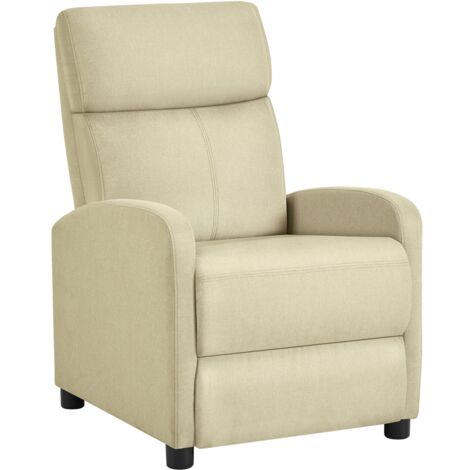 Homevive Sillón de Masaje Silla Relax para Televisión Sofá Individual Butaca con Reposapiés Ajustable para Salón Dormitorio Cine Tejido de Poliéster Beige