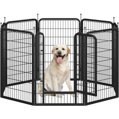 Homevive Parque para Perros 8 Paneles de 100 cm de Altura Barras de Conexión con Cabeza Redonda con un Único Pestillo Integrado Corralito para Perros Plegable para Casa y Jardín