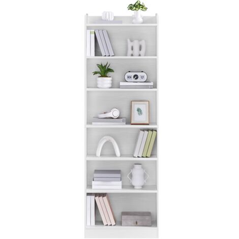 Homevive Estantería Abierta de 7 Niveles Librería de Madera con Compartimento Superior Abierto para Dormitorio Oficina Estudio Sala de Estar Blanco