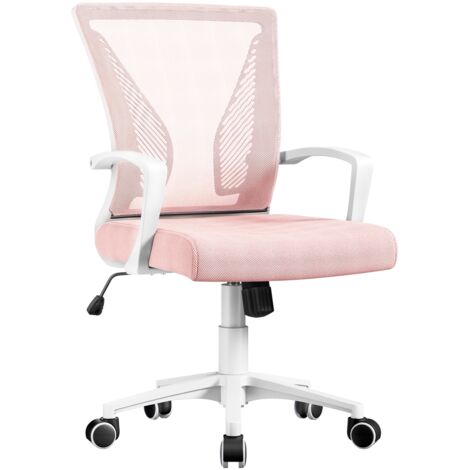 Homevive Silla de Oficina Giratoria de Malla con Altura Ajustable Soporte Lumbar Sillón de Escritorio Ergonómico Rosa
