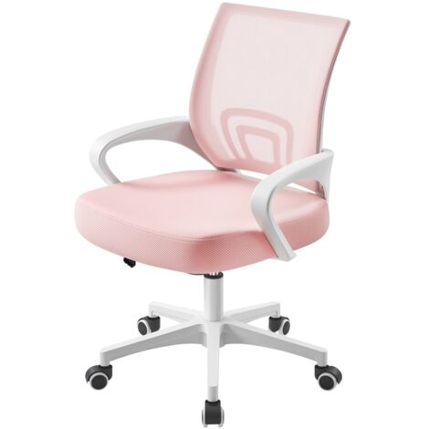 Homevive Silla de Oficina Silla de Malla Altura Ajustable para Trabajo Silla Escritorio Ergonómica Giratoria Rosa