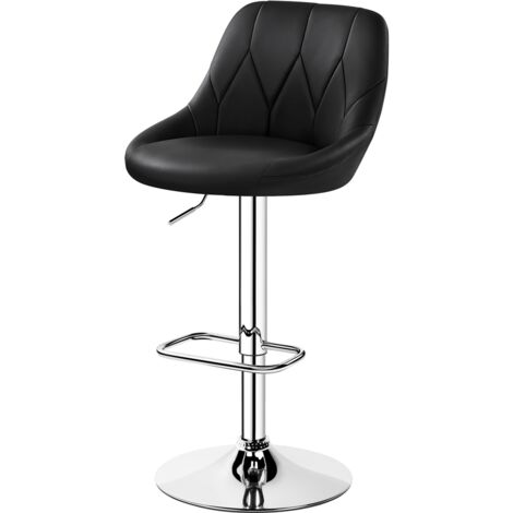 Homevive Juego de Taburetes de Bar de Altura Ajustable 86-107,5 cm Sillas de Bar Asiento Giratorio Reposapiés Cuadrado Estructura de Metal Galvanizado (Negro, 1 Unidad)