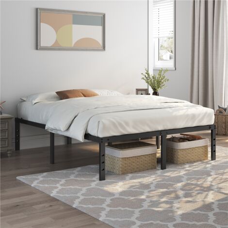 Homevive Bastidor de Cama Metálico Listones de Acero Espacio de Almacenamiento Bajo la Cama Fácil Montaje Cama Matrimonial 160 x 200 x 41.5 cm Negro