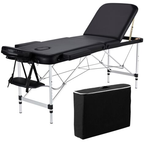 Homevive Camilla Masaje Plegable de 3 Zonas 213x82x(67.5-89) cm Portátil Cama Masaje Estetica con Bolsa de Transporte Altura Ajustable Apoyacabezas Desmontables para Tatuaje