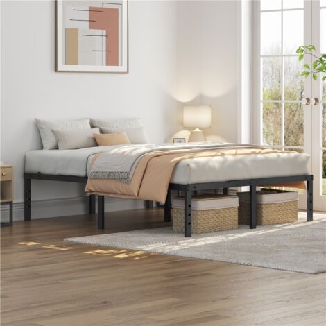 Homevive Bastidor de Cama Metálico Listones de Acero Espacio de Almacenamiento Bajo la Cama Fácil Montaje Cama Matrimonial 160 x 200 x 36 cm Negro