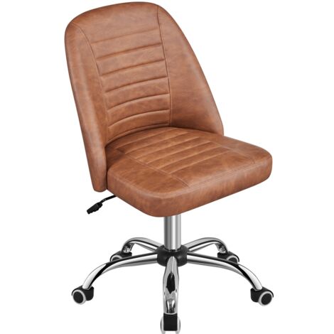 Homevive Silla de Oficina de Escritorio Ajustable en Altura Giratoria de 360° Ergonómica sin Reposabrazo con Ruedas Carga MAX 136 KG Marrón