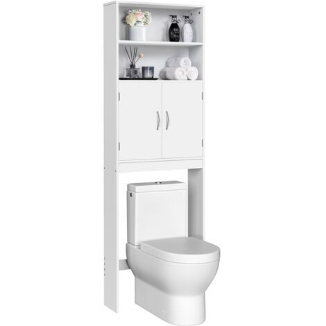 Homevive Mueble sobre Inodoro 72x20x195 cm con Estante Ajustable y 2 Puertas Armario para el Inodoro Almacenamiento sobre el Inodoro WC Mueble para Baño