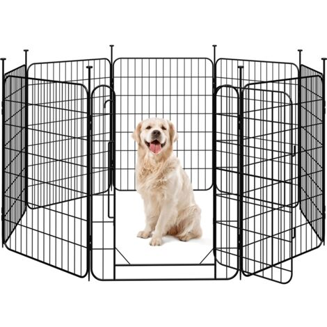 Homevive 8 Paneles Valla para Perros Metálica Parque Plegable de Mascotas con Puerta para Interiores/Exteriores
