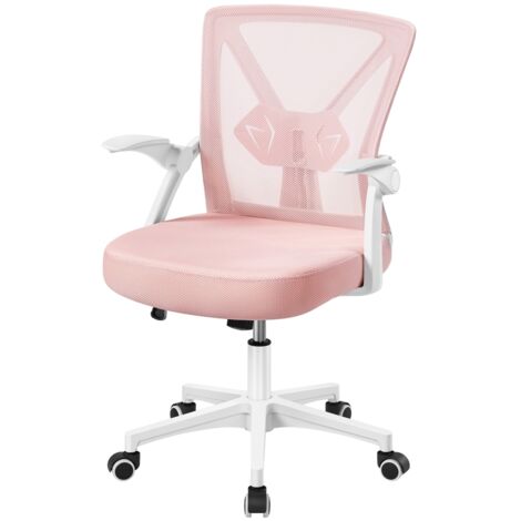 Homevive Silla de Oficina de Trabajo con Reposabrazo Ajustable Ergonomica Altura Ajustable Malla MAX Carga 136 KG Rosa