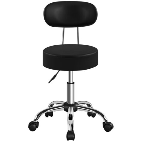 Homevive Taburete Giratorio de Bar Silla de Trabajo de Polipiel con Altura Ajustable para Salón de Belleza Oficina, Negro