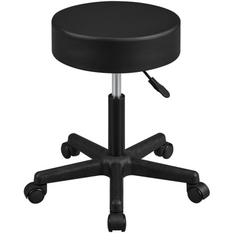 Homevive Taburete Giratorio de Bar Silla de Trabajo de Polipiel con Altura Ajustable para Hogar Oficina Centro de Belleza, Negro