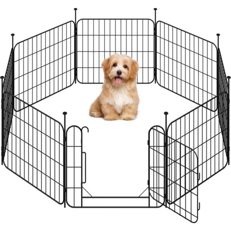 Homevive 8 Paneles Parque para Perros Valla Plegable de Metal para Cachorros Conejos Perreras para Interior/Exterior 60 x 50 cm