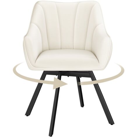 Homevive Silla de Comedor de Terciopelo con Reposabrazos Respaldo Sillón Auxiliar Moderno con Asiento Giratorio para Cocina Salón, Beige (1/5)