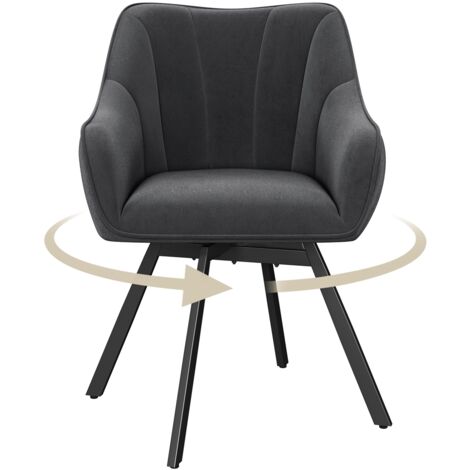 Homevive Silla de Comedor de Terciopelo con Reposabrazos Respaldo Sillón Auxiliar Moderno con Asiento Giratorio para Cocina Salón, Gris Oscuro (1/5)