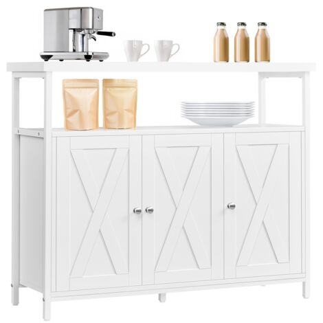 Homevive Aparador de Comedor de Madera con Puertas Armario de Cocina Moderno con Estantes Ajustables para Salón Pasillo Blanco