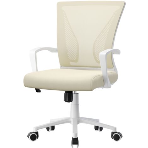 Homevive Silla de Oficina Giratoria de Malla con Altura Ajustable Soporte Lumbar Sillón de Escritorio Ergonómico Beige