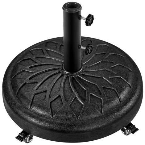 Homevive Base Redonda de Sombrilla de 20,6 kg con Ruedas Soporte de Parasol para Postes de 34/38/48 mm Jardín Balcón Playa Negro