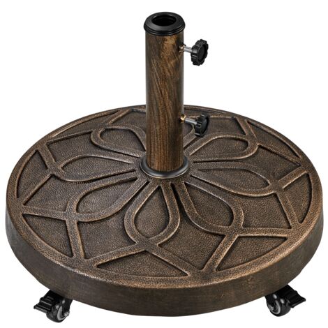 Homevive Base para Sombrilla de Jardín con Ruedas Soporte de Parasol Redondo para Mástiles de hasta 38/48 mm Terraza Balcón Bronce