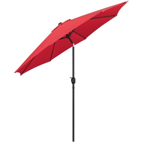 Homevive Sombrilla de Playa Inclinable Parasol de Jardín con Manivela Botón Pulsador para Terraza Playa Patio Piscina Rojo