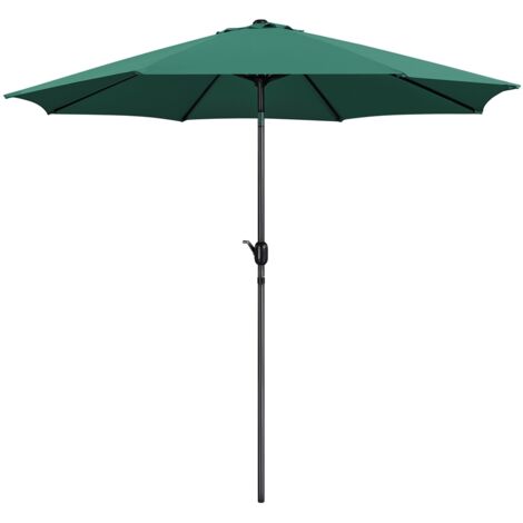 Homevive Sombrilla de Playa Inclinable Parasol de Jardín con Manivela Botón Pulsador para Terraza Playa Patio Piscina Verde Oscuro