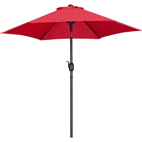 Homevive Sombrilla de Playa Reclinable con 6 Varillas Manivela Parasol de Terraza para Playa Piscina 222,5 cm de Diámetro Rojo