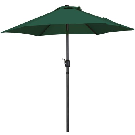 Homevive Sombrilla de Playa Reclinable con 6 Varillas Manivela Parasol de Terraza para Playa Piscina 222,5 cm de Diámetro Verde Oscuro