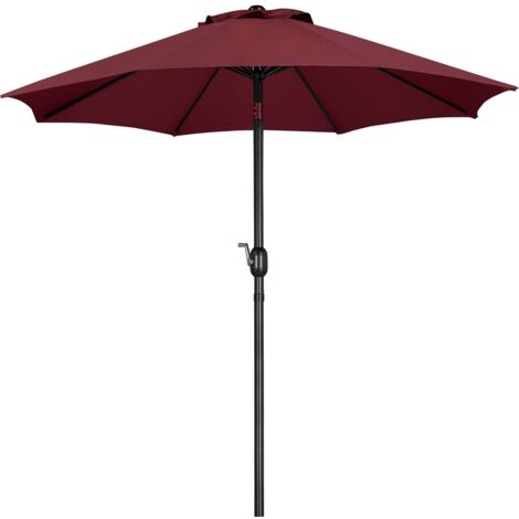 Homevive Sombrilla de Jardín Reclinable con Manivela Botón Pulsador Parasol de Terraza para Playa Piscina Balcón 261 cm de Diámetro Borgoña
