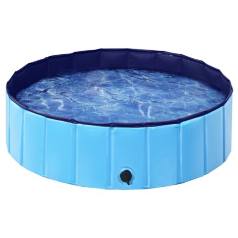 Homevive Piscina para Perros y Gatos PVC Plegable Bañera para Mascota Animales Grandes en Interiores y Exteriores M:100 x 30 cm/Azul