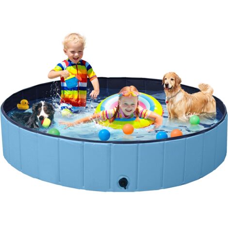 Homevive Piscina para Perros y Gatos PVC Plegable Bañera para Mascota Animales Grandes en Interiores y Exteriores XL:140 x 30 cm/Azul